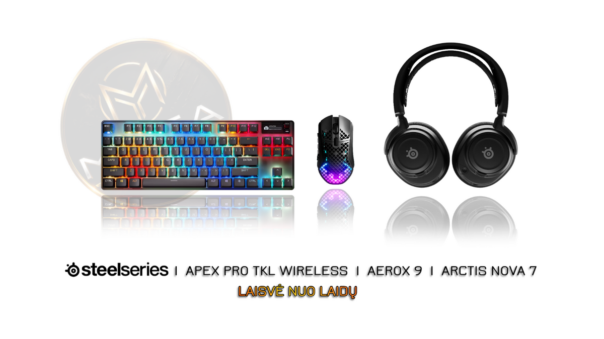 [PC Rinkinys] Apex PRO TKL Wireless + AEROX 9 Wireless + Arctis Nova 7