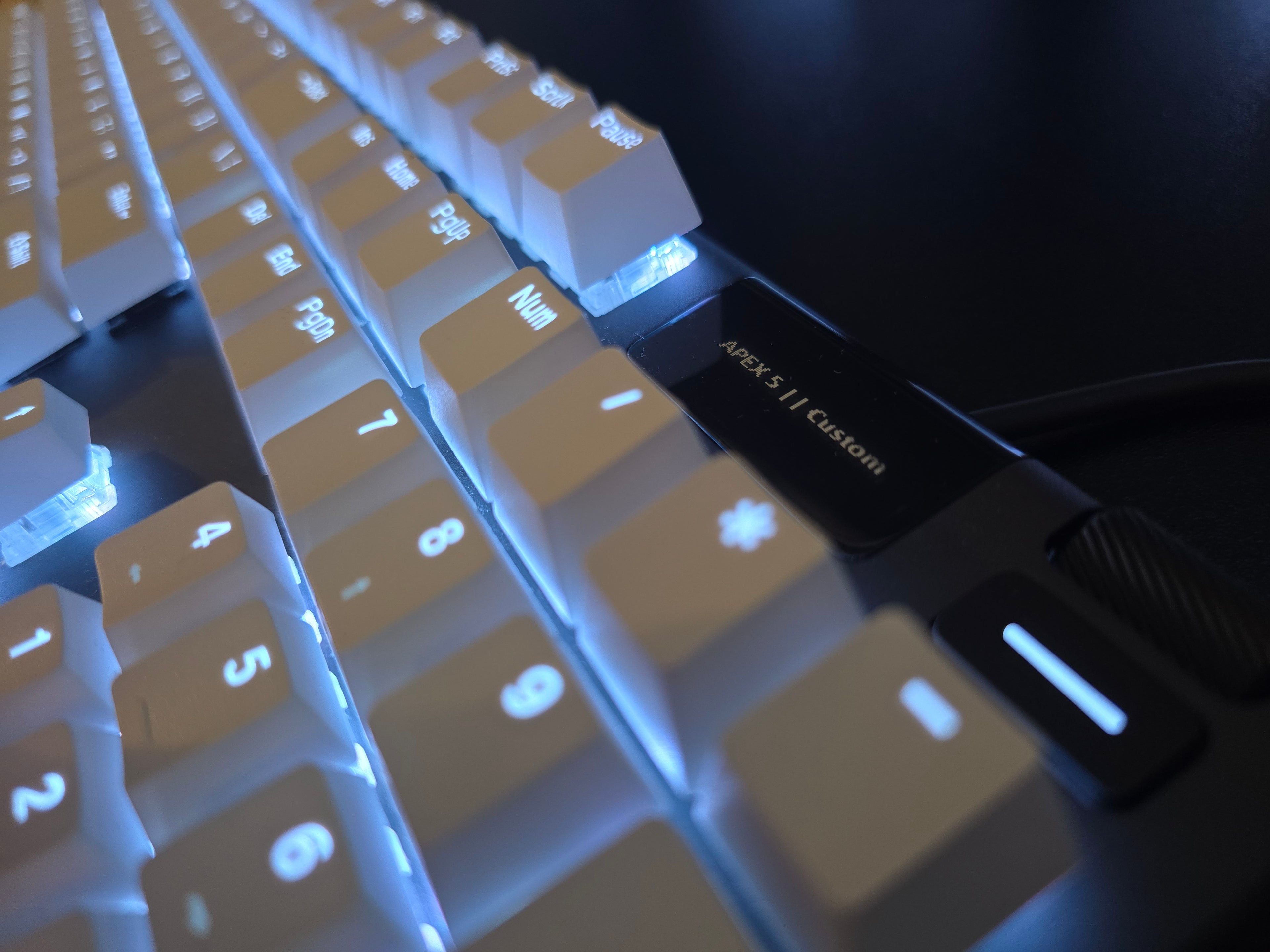SteelSeries Apex 5 (Custom | Balti Keycapai)