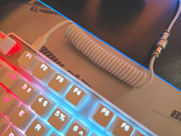 Spiralinis baltas Coil Laidas Klaviatūrai — USB-A į USB-C su GX16 jungtimi 1