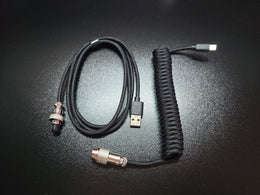 Spiralinis juodas Coil Laidas Klaviatūrai — USB-A į USB-C su GX16 jungtimi 2