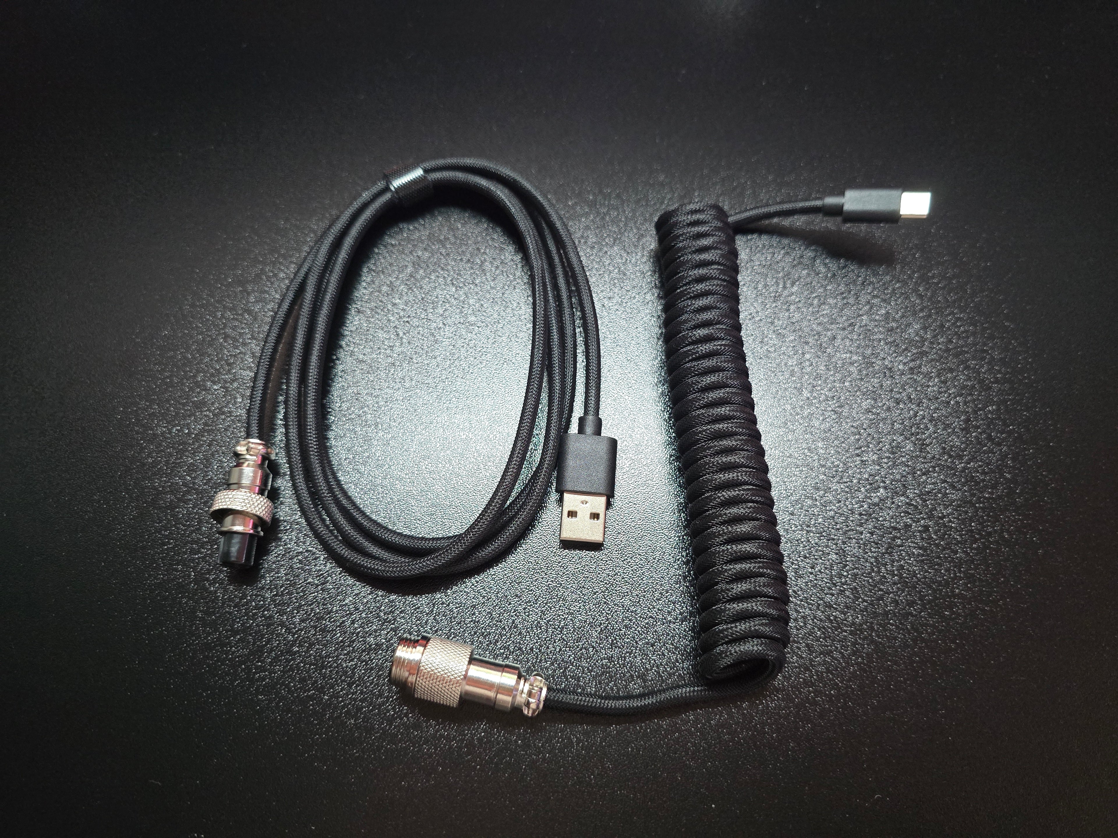 Spiralinis Coil Laidas Klaviatūrai — USB-A į USB-C su GX16 jungtimi