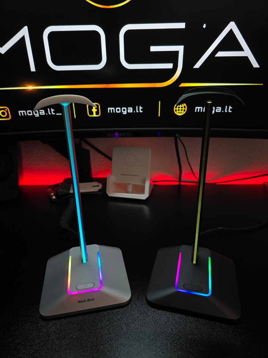 RGB ausinių stovas su USB