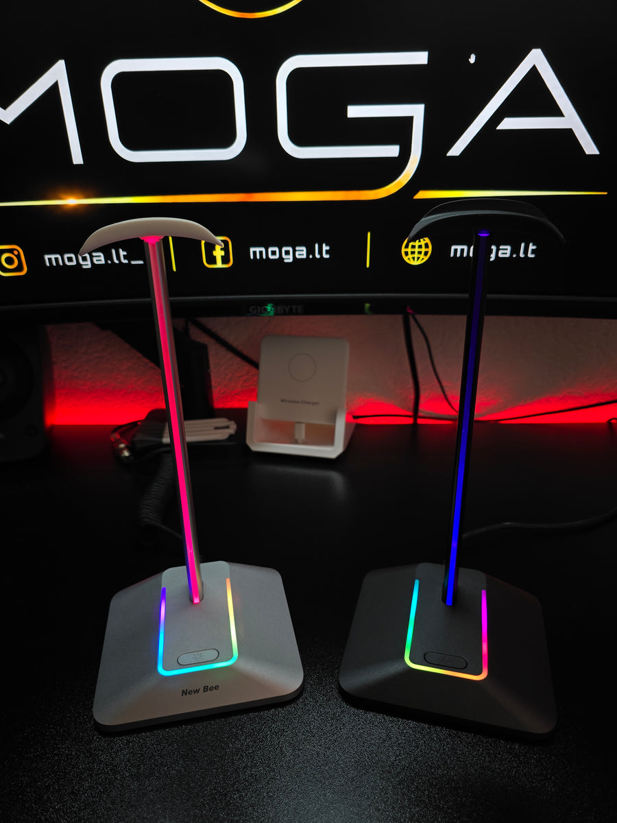 RGB ausinių stovas su USB