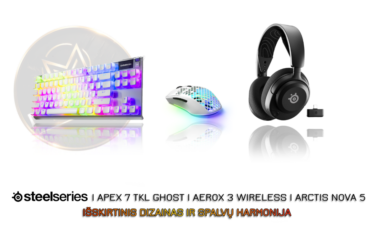 [PC Rinkinys] Apex 7 TKL Ghost + AEROX 3 Wireless + Arctis Nova 5