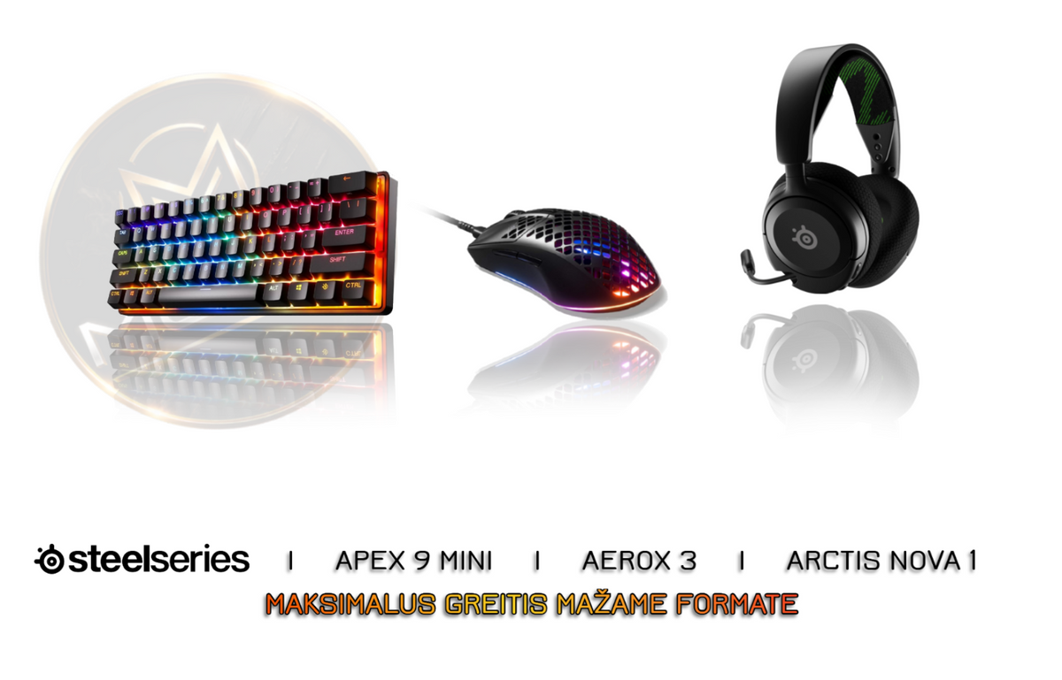 [PC Rinkinys] Apex 9 MINI + AEROX 3 + Arctis Nova 1
